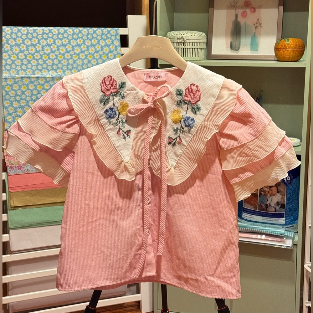 Pink Floral Embroidered women Top